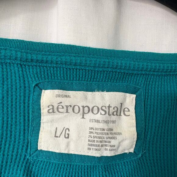 Aeropostale 2010 Long Sleeve Waffle Print Shirt Top Logo Large - Picture 2 of 4